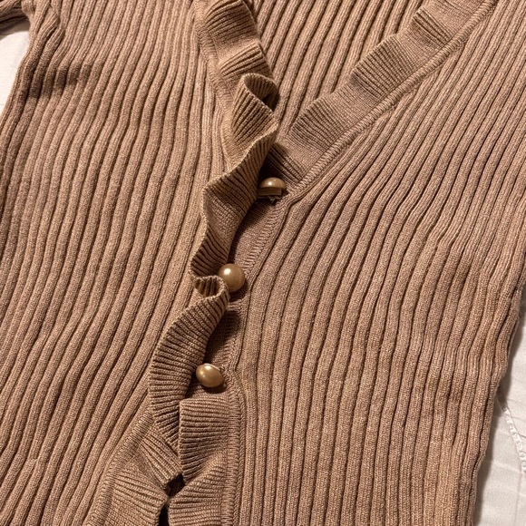 Lovers + Friends Ruffled Tan Cardigan - Picture 3 of 7